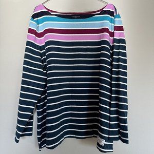 Talbots sweater women striped blue pink size 3X
